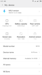 Xiaomi Mi5X MIUI 9 V9 1