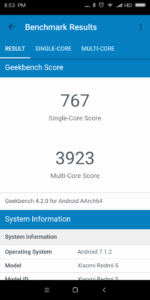 Xiaomi Redmi 5 Geekbench 4
