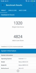 Meizu E3 Geekbench CPU