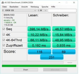EZBook X4 AS SSD Benchmark SSD