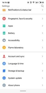 Meizu 16th Flyme OS 7 Android 8 4