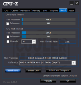 Teclast F7 Plus CPU Z Bench ohne Netzteil