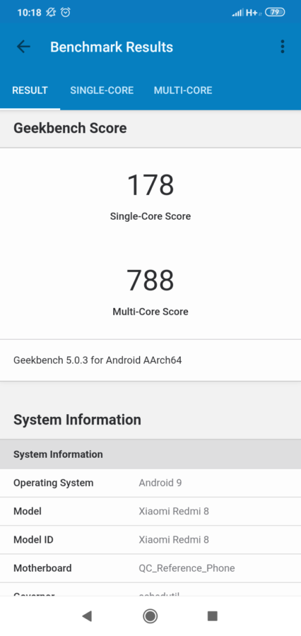 Xiaomi Redmi 8 Geekbench 5