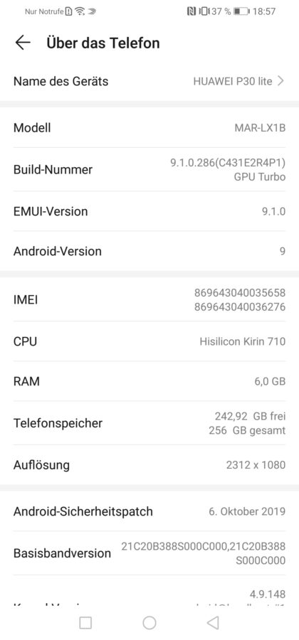 Huawei P30 Lite New Edition Testbericht System 11