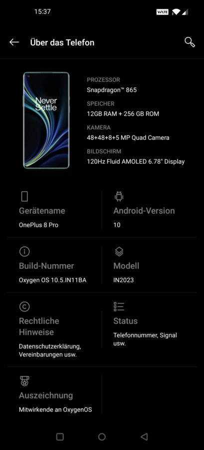 OnePlus 8 Pro Testbericht Screenshot System 2