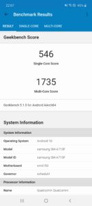 Samsung Galaxy A71 Testbericht Benchmark 2