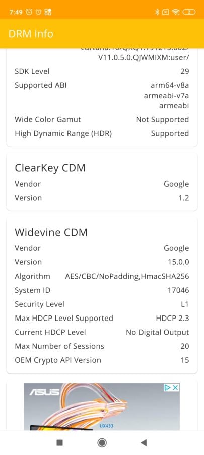 DRM Widevine L1 Redmi Note 9S