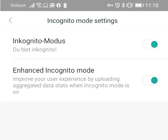 Xiaomi enhanced Privacy Mode Incognito