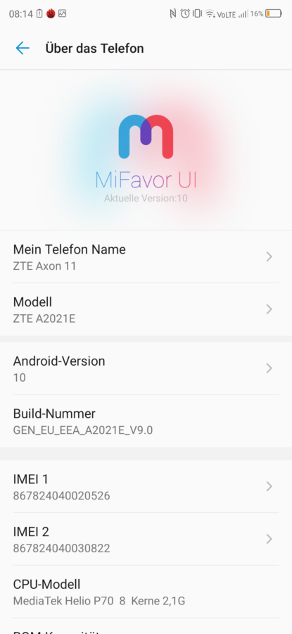 ZTE Axon 11 MiFavor UI System Android 10 4