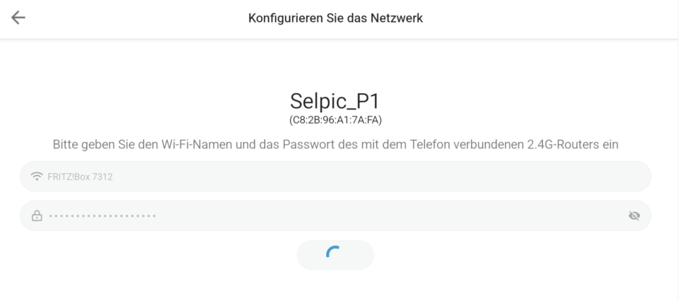 Selpic P1 mit dem Netzwerk verbinden
