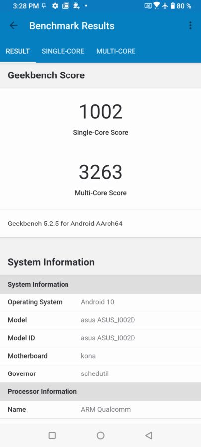 Asus Zenfone 7 Pro geekbench