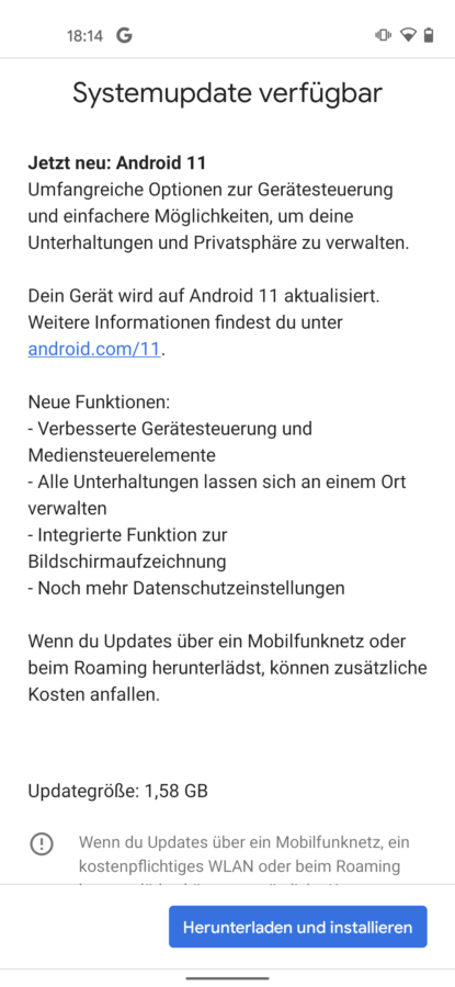 Android 11 System einrichten Update Pixel 4a 4