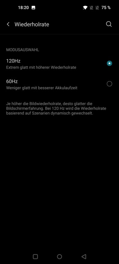 OnePlus 8T Testbericht Screenshots Display Einstellungen 1