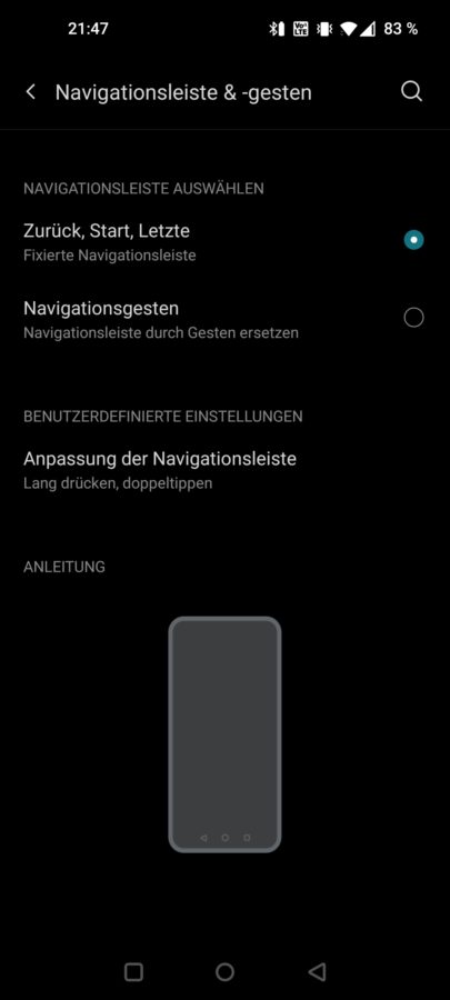 OnePlus 8T Testbericht Screenshots Gesten