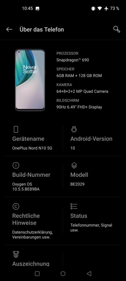 OnePlus Nord N10 5G Test Screenshot System 2