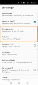 Wifi FTP App Benutzername und Passwort 1