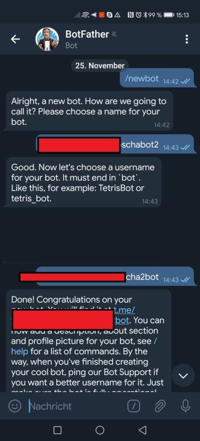 create new bot in telegram 1