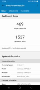 Samsung Galaxy A32 5G Testbericht Screenshot Geekbench
