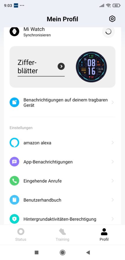 Xiaomi Wear App Profil