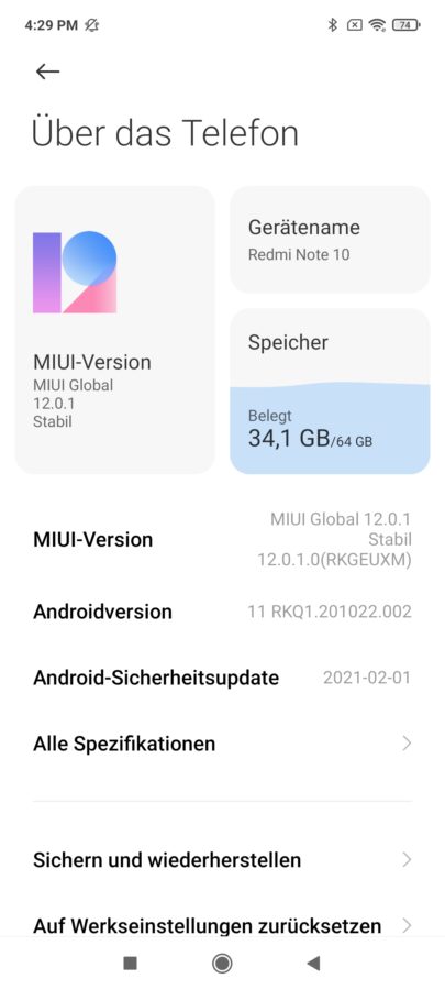 MIUi 12 Android 11 System Redmi Note 10 3