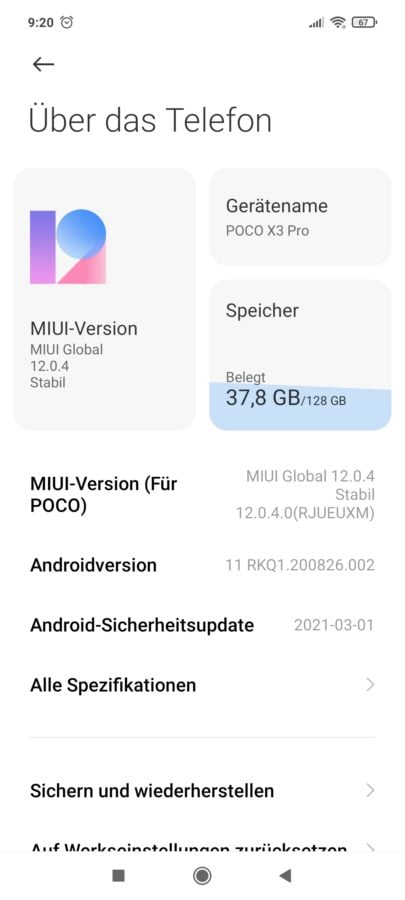 MIUi 12 System Android 11 Poco X3 Pro 3