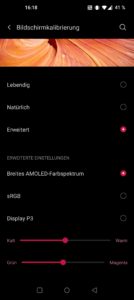 OnePlus 9 Pro Test Screenshot Display Kalibrierung