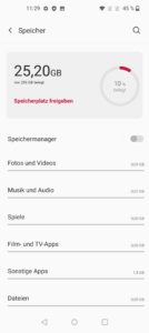 OnePlus 9 Pro Test Screenshot Speicher