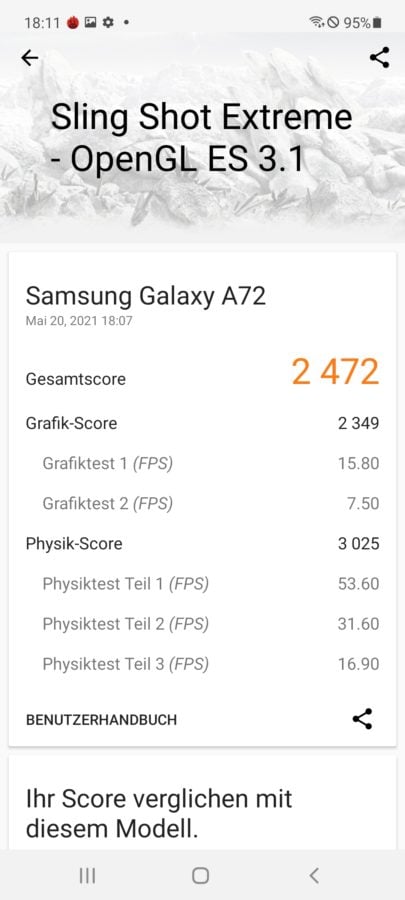 samsung galaxy a72 3dmarkslingshot