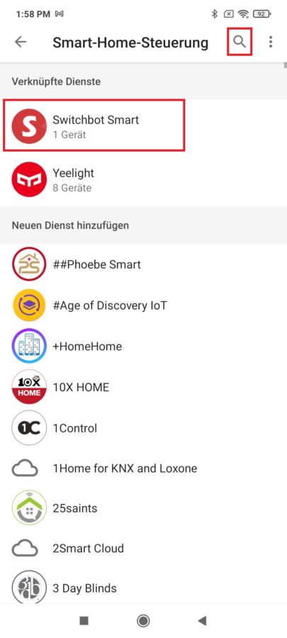 Google Home einrichten Switchbot smart 4
