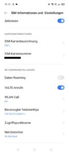 Realme C21 Test Screenshot Konnektivitaet SIM 1