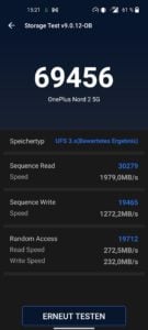 OnePlus Nord 2 Test Screenshot Speicher