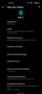 Asus ZenFone 8 Test Systeminfo