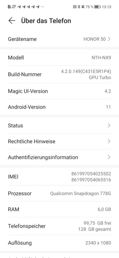 Honor 50 5G MagicUI Android 11 5