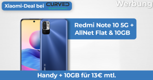 Redmi Note 10 5G 10GB Angebot Dez 2021 curved Featured Banner