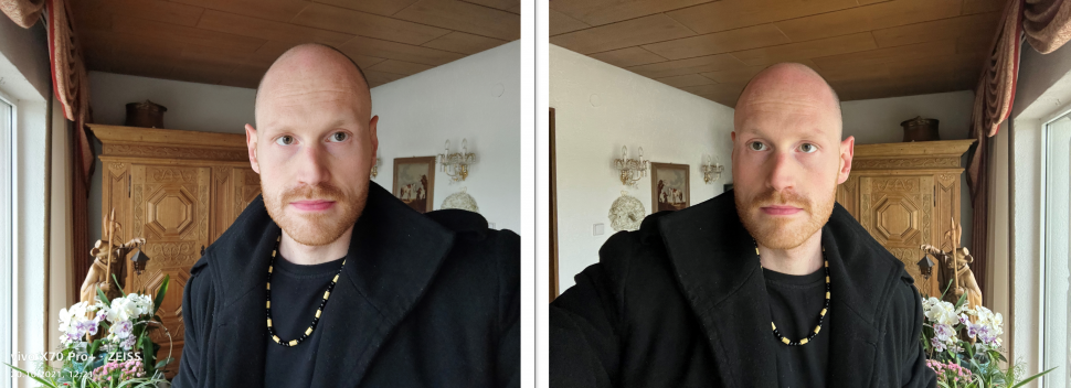 Kameravergleich Vivo X70ProPlus iPhone 13ProMax Selfie