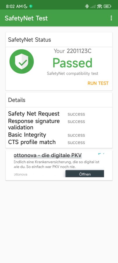 Xiaomi 12 Safetynet passed