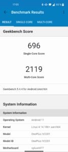 OnePlus Nord CE 2 Test Screenshot Geekbench
