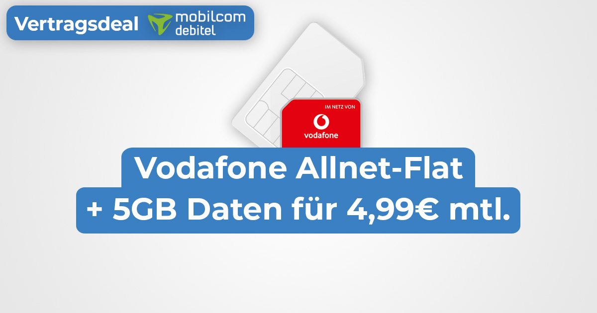 Mobilcom DebitelVodafone 5GB Februar 2022 Vertrag Deal Banner