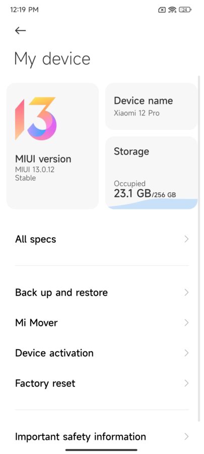 Xiaomi 12 Pro MIUI 13 Android 12 4