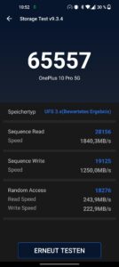 OnePlus 10 Pro Test Screenshot Benchmark Speicher