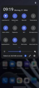 OnePlus 10 Pro Test Screenshot Schnelleinstellungen