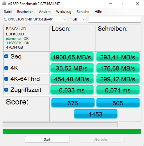 AS SSD Benchmark Kingston Geekom Mini IT8