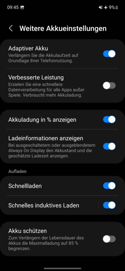 Samsung S21 FE Test Screenshot Akku Features 1