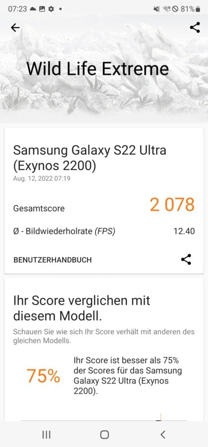 Samsung Galaxy S22 ultra Benchmarks Test 2