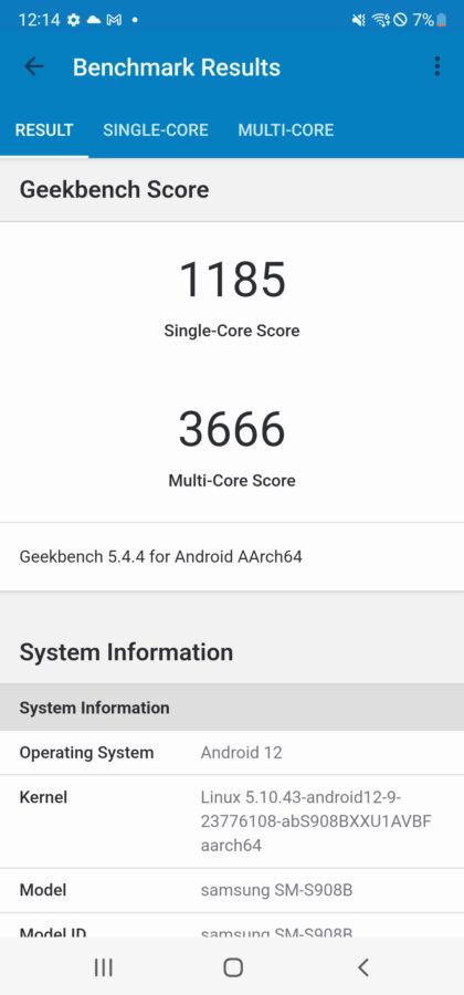 Samsung Galaxy S22 ultra Benchmarks Test 4