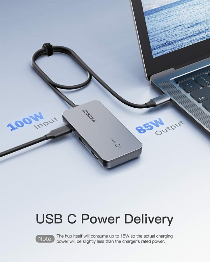 Inateck HB2027 7 Anschluesse USB C Hub Test Powerdelivery