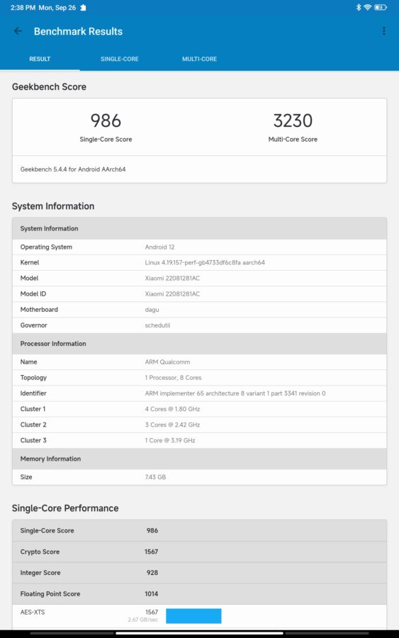 Xiaomi Pad 5 Pro 12.4 Benchmark 2
