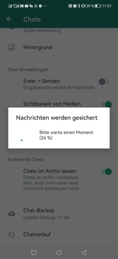 Whatsapp lokales Backup erstellen 1