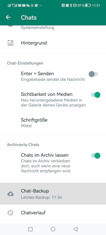 Whatsapp lokales Backup erstellen 2