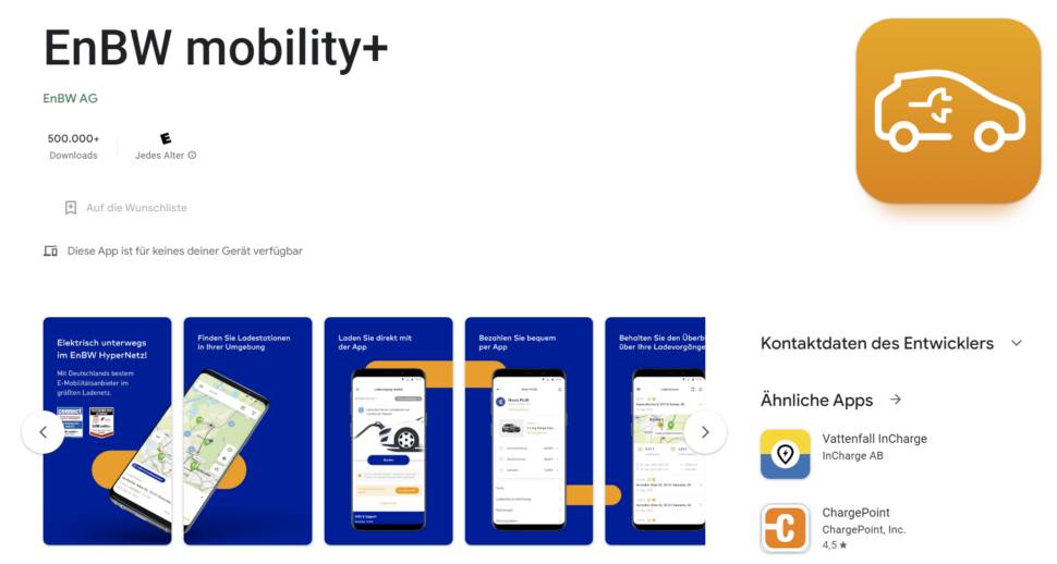 EnBW mobility app